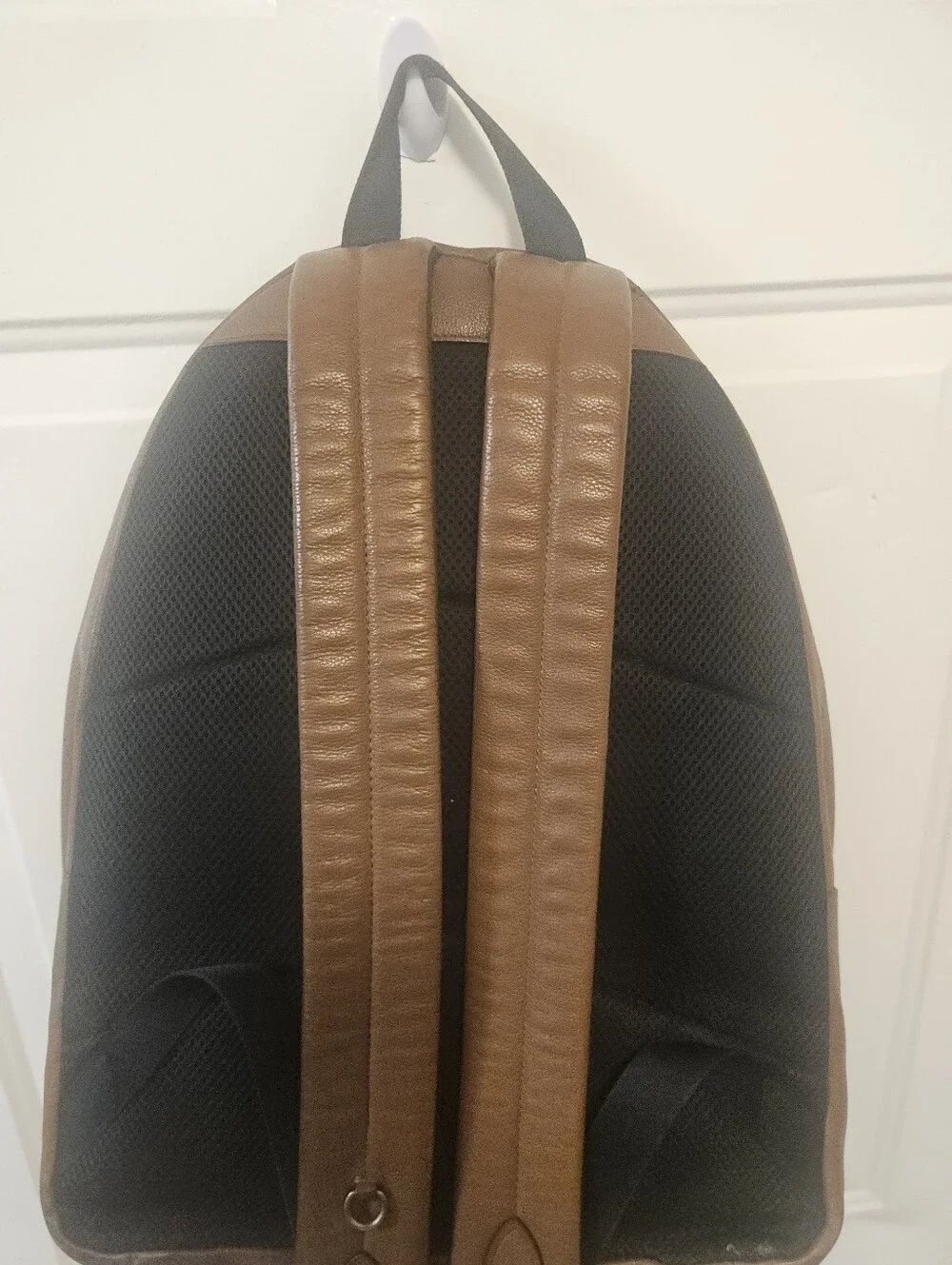 Vtg Coach Brown Leather Men's Backpack with Center Stripe
